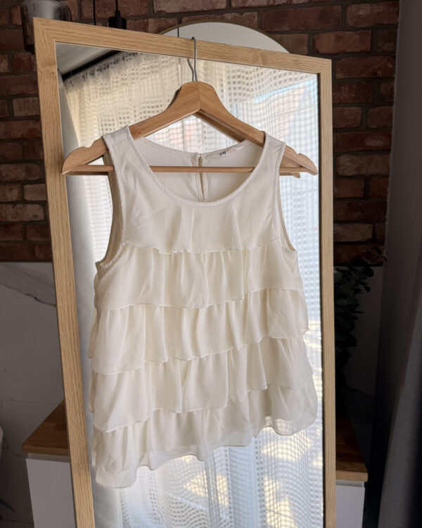 H&M dziewczęca bluzka z falbanami ecru / kremowa r. 152